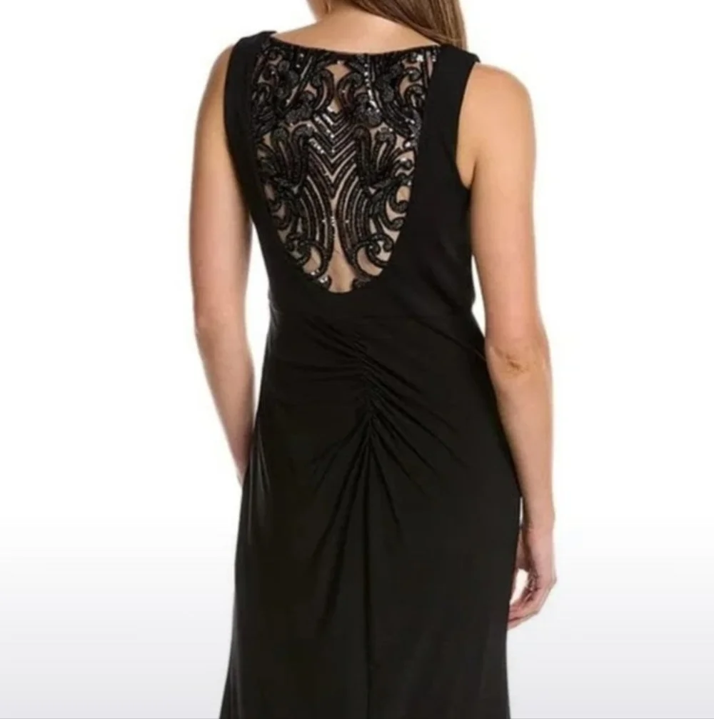 Adrianna Papell Black Backless Dress with Lace Detail - Picture 1 of 7
